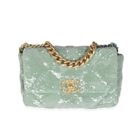 Light Green Sequin Small Chanel 19 Flap Bag