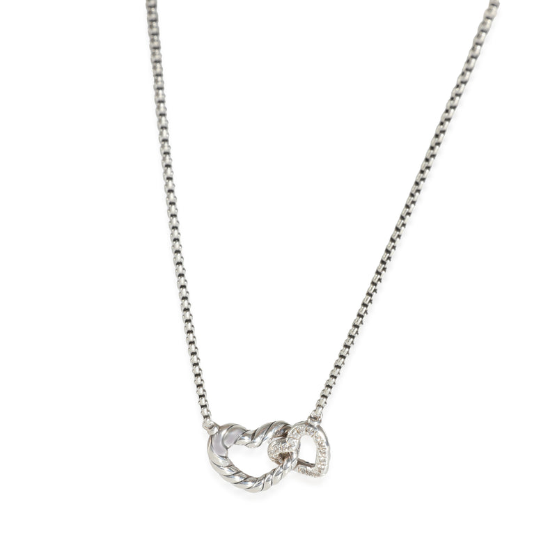 Cable Interlocking Heart Pendant in Sterling Silver 0.05 CTW