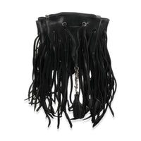 Black Calfskin Fringe Monogram Mini Bourse Bucket