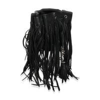 Black Calfskin Fringe Monogram Mini Bourse Bucket