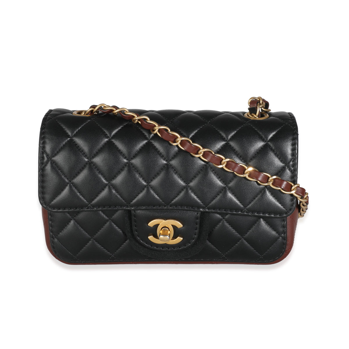 20K Black Quilted Lambskin Bi-Colour Flap Bag