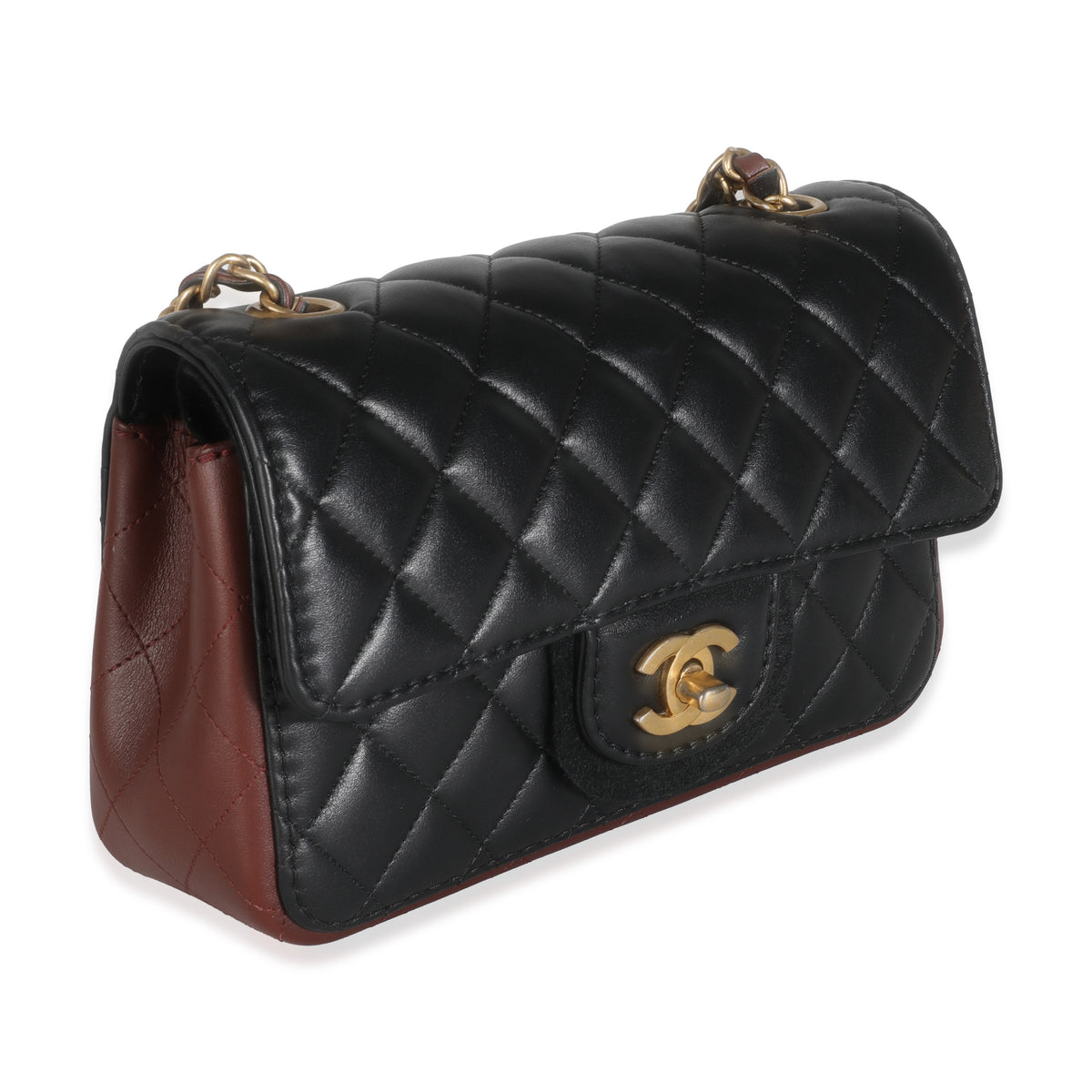 20K Black Quilted Lambskin Bi-Colour Flap Bag