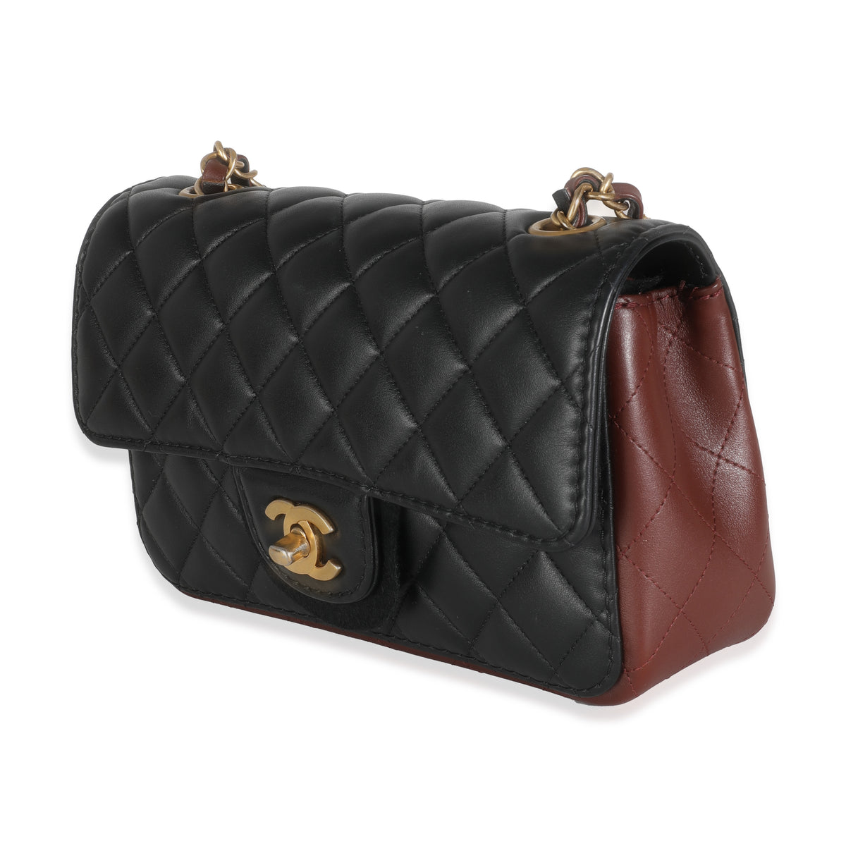 20K Black Quilted Lambskin Bi-Colour Flap Bag