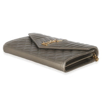 Piombo Metallic Mix Matelasse Grain De Poudre Chain Wallet