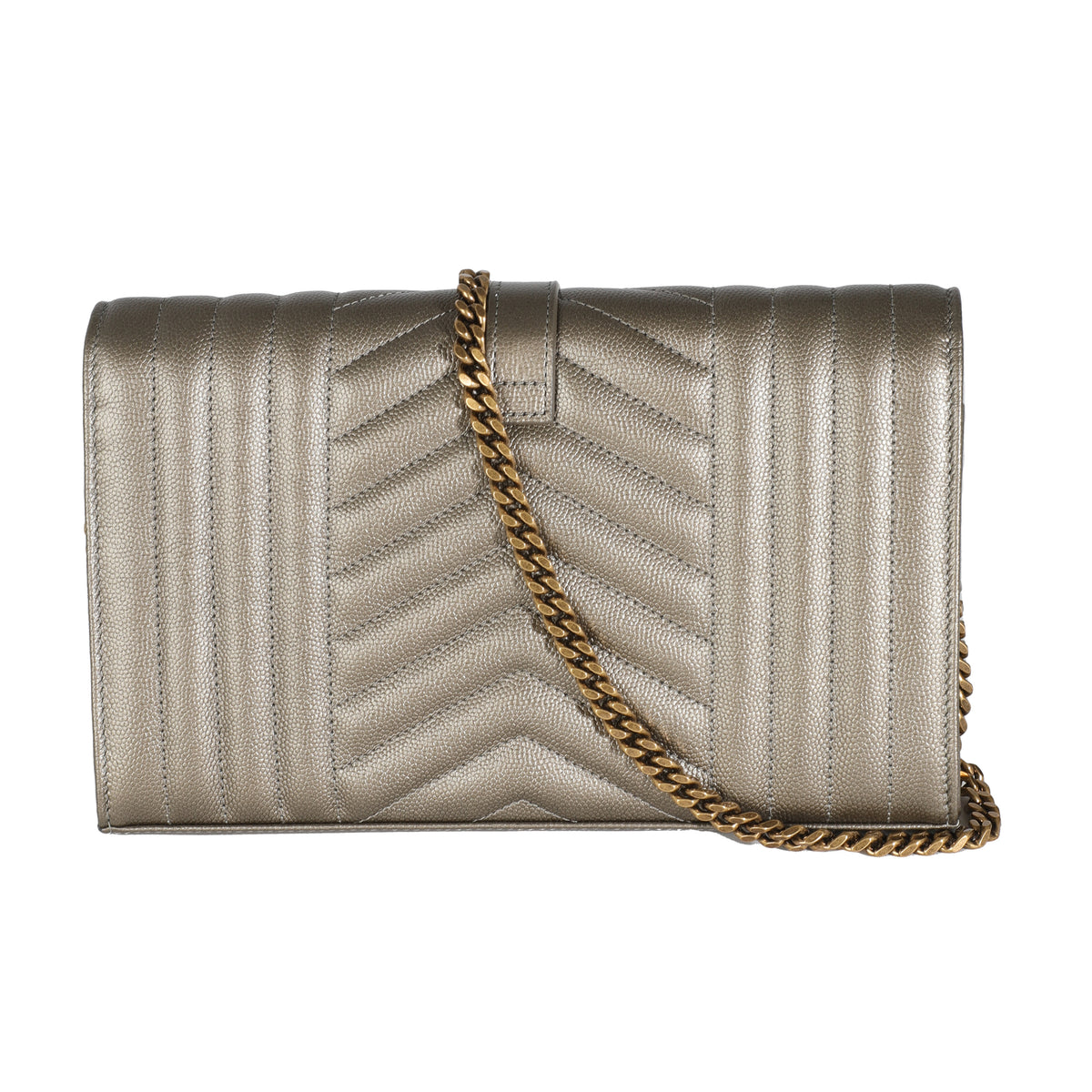 Piombo Metallic Mix Matelasse Grain De Poudre Chain Wallet