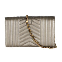 Piombo Metallic Mix Matelasse Grain De Poudre Chain Wallet