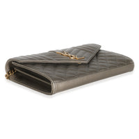 Piombo Metallic Mix Matelasse Grain De Poudre Chain Wallet