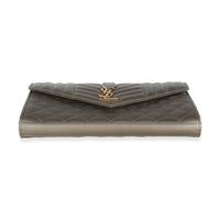 Piombo Metallic Mix Matelasse Grain De Poudre Chain Wallet
