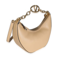 Valentino Beige Nappa Small Vlogo Moon Hobo Handbag pv