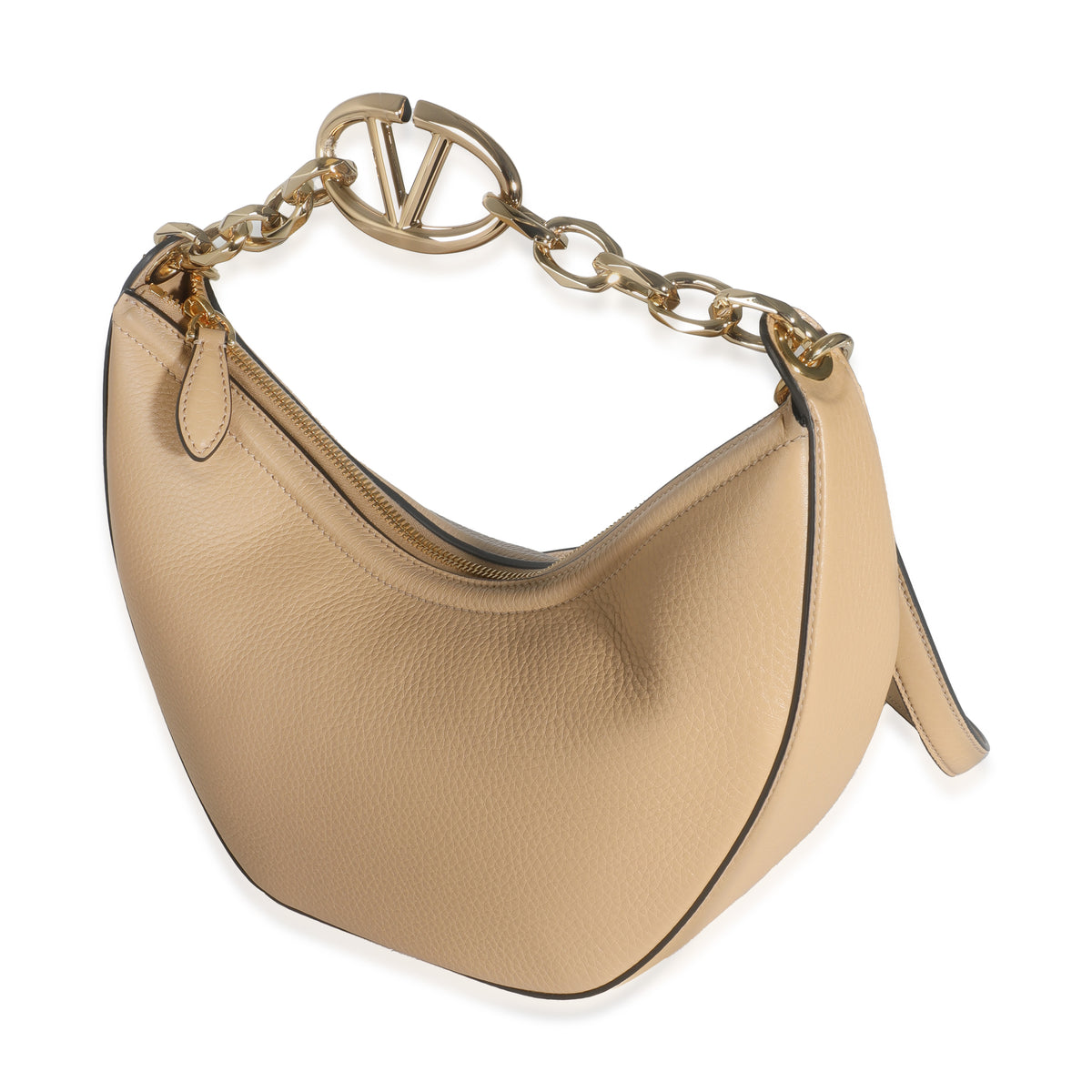 Beige Nappa Small Vlogo Moon Hobo