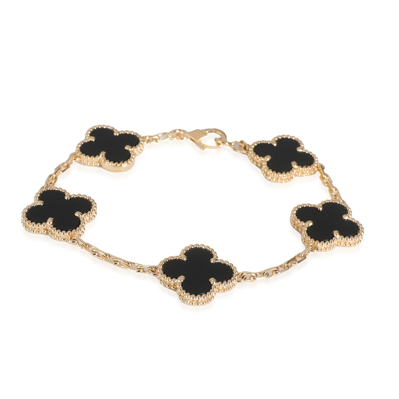 Alhambra Onyx Bracelet in 18k Yellow Gold