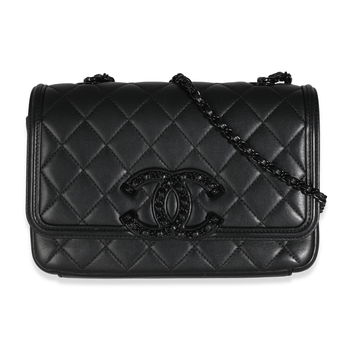 Black Quilted Lambskin Medium CC Filigree Flap Bag