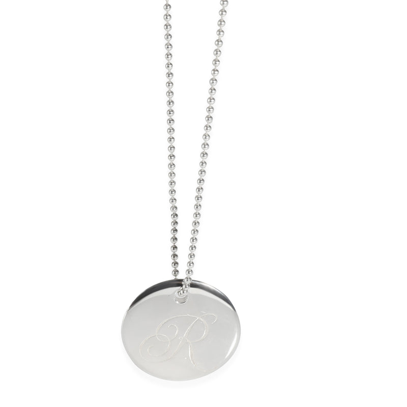 Notes Alphabet R Circle Pendant in Sterling Silver