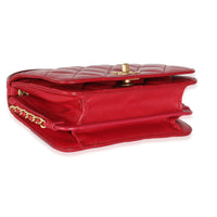 Red Quilted Lambskin Side Chain Mini Flap Bag