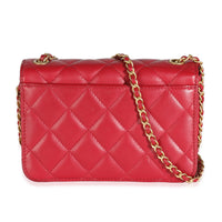 Red Quilted Lambskin Side Chain Mini Flap Bag