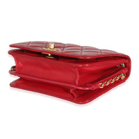 Red Quilted Lambskin Side Chain Mini Flap Bag
