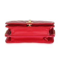 Red Quilted Lambskin Side Chain Mini Flap Bag
