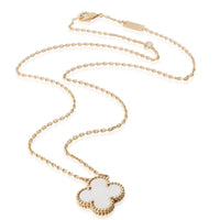 Mother Of Pearl Alhambra Pendant Necklace in 18k Yellow Gold