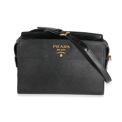 Black City Calf Saffiano Esplanade Crossbody Bag