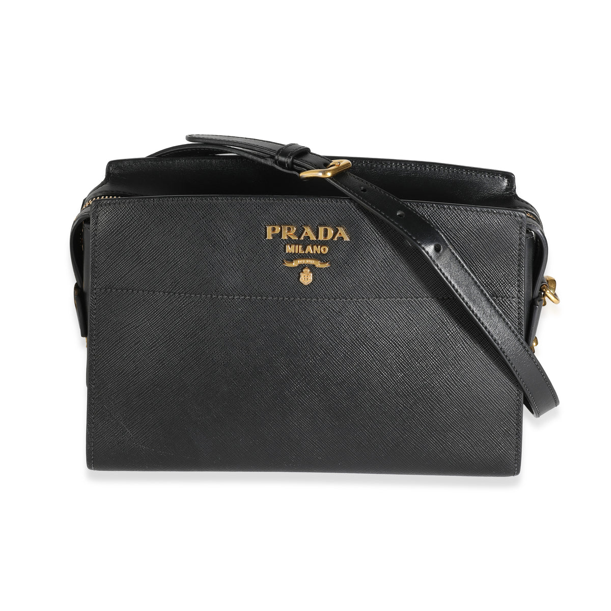 Black City Calf Saffiano Esplanade Crossbody Bag