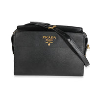 Black City Calf Saffiano Esplanade Crossbody Bag