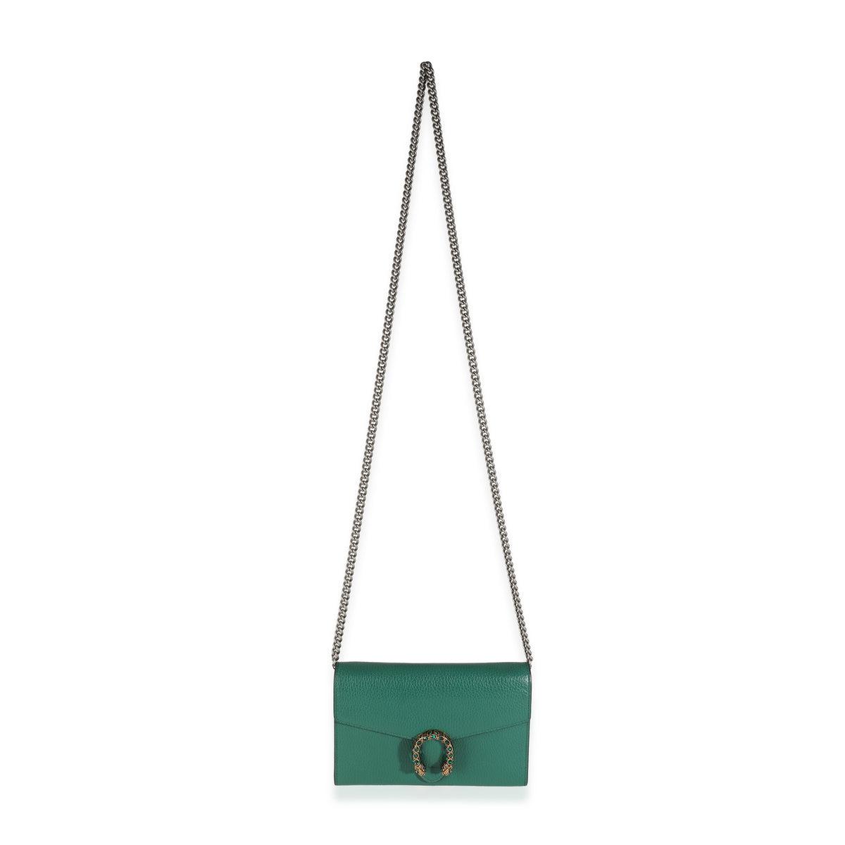 Emerald Green Pebbled Calfskin Mini Dionysus Chain Wallet