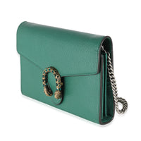 Emerald Green Pebbled Calfskin Mini Dionysus Chain Wallet