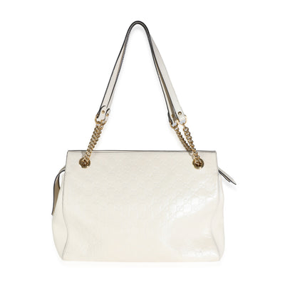 White GG Signature Soft Shoulder Bag