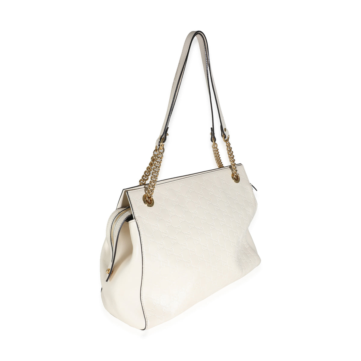 White GG Signature Soft Shoulder Bag