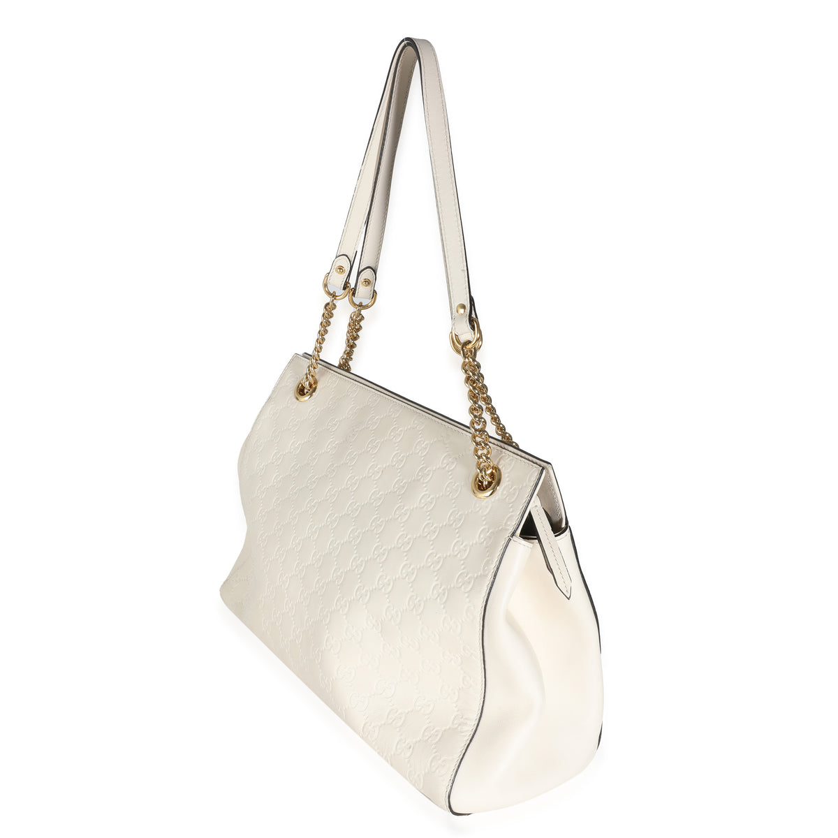 White GG Signature Soft Shoulder Bag