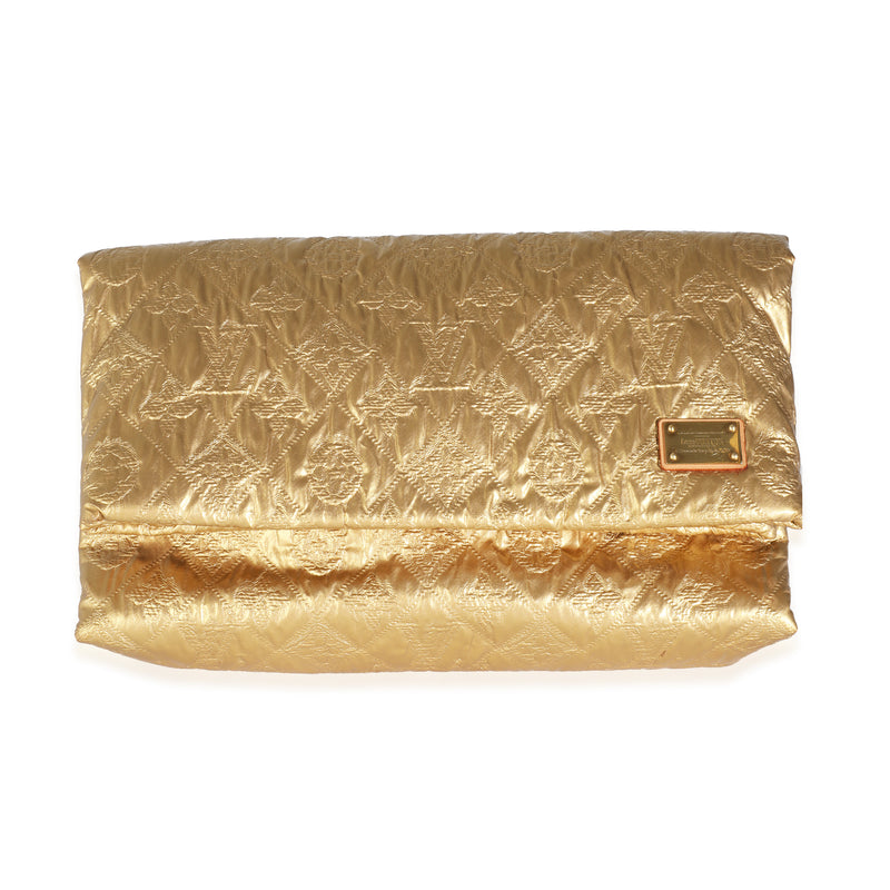 Gold Jacquard Monogram Limelight Clutch PM