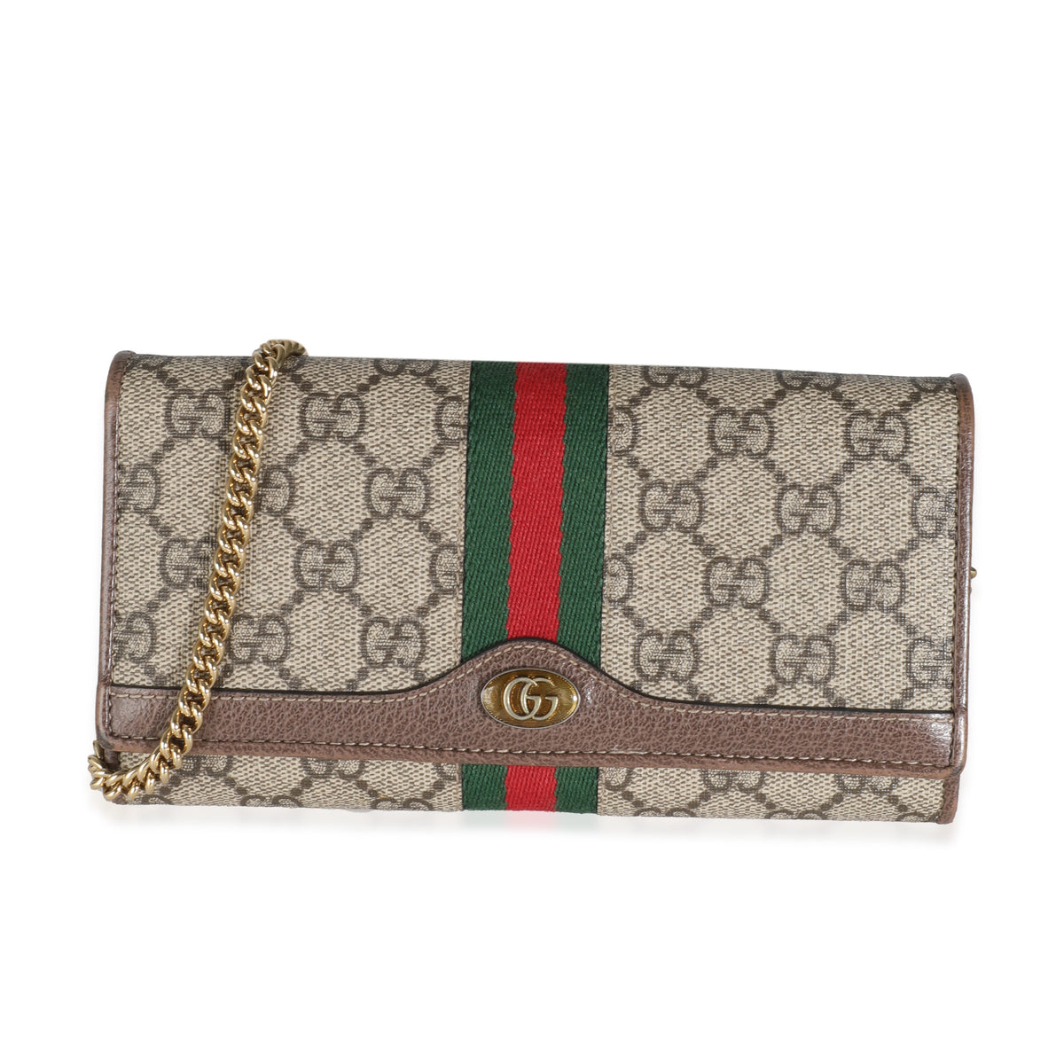 Beige GG Canvas Ophidia Chain Wallet