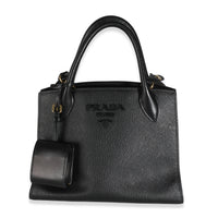 Black Saffiano Medium Monochrome Top Handle Tote