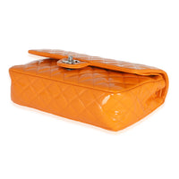 Orange Quilted Patent Medium Classic Double Flap Bag