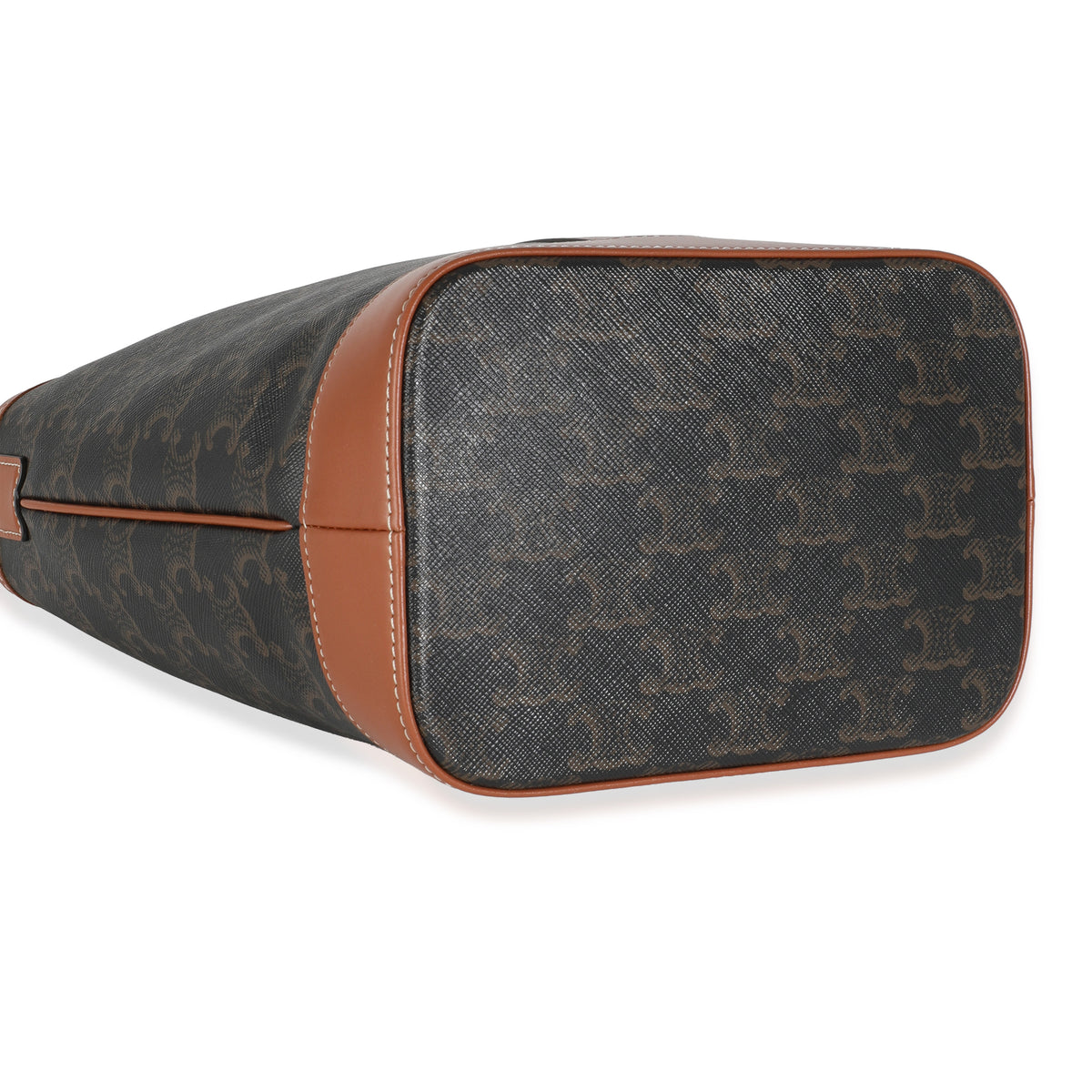 Tan Calfskin Triomphe Canvas Small Bucket Bag