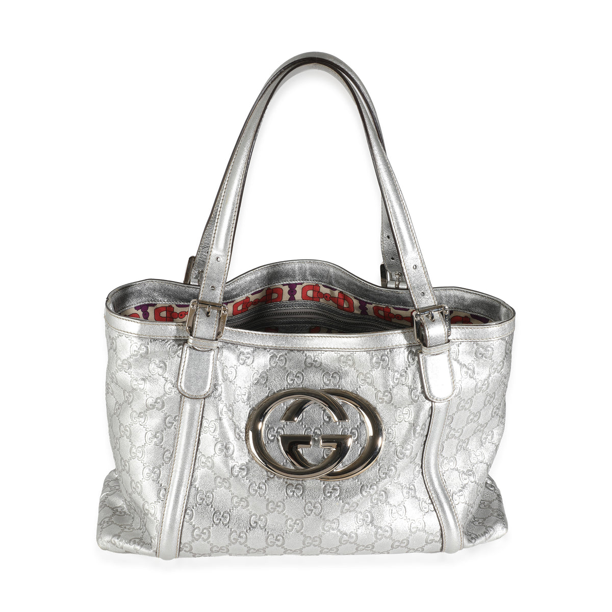 Silver Guccissima Britt Medium Tote