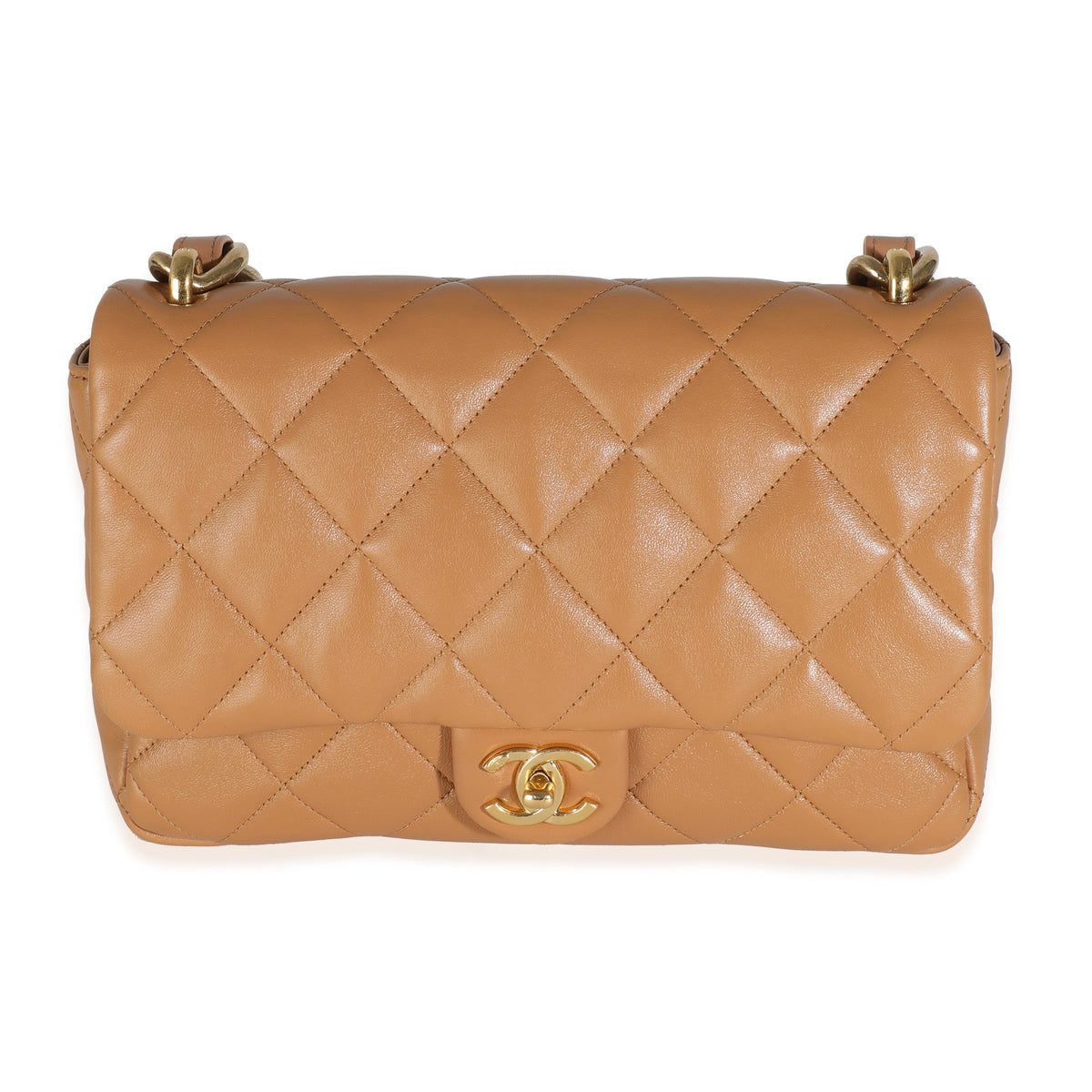 Tan Quilted Lambskin Medium Funky Town Flap Bag