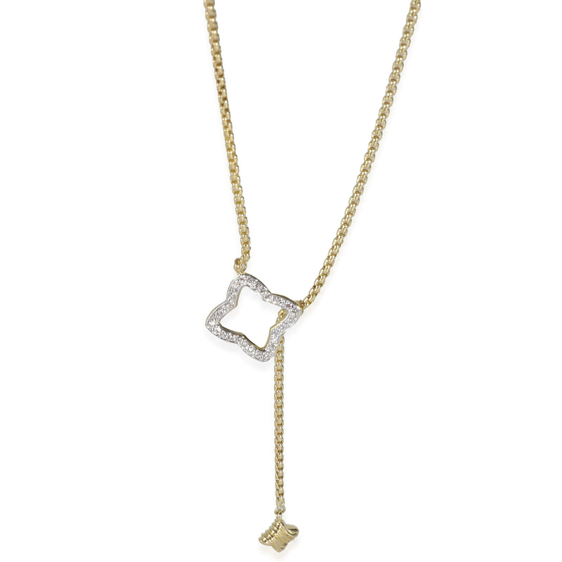 Quatrefoil Diamond Lariat Necklace in 18K Yellow Gold 0.25 CTW