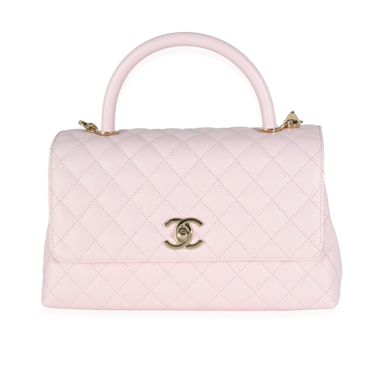 Pink Quilted Caviar Small Coco Top Handle Bag