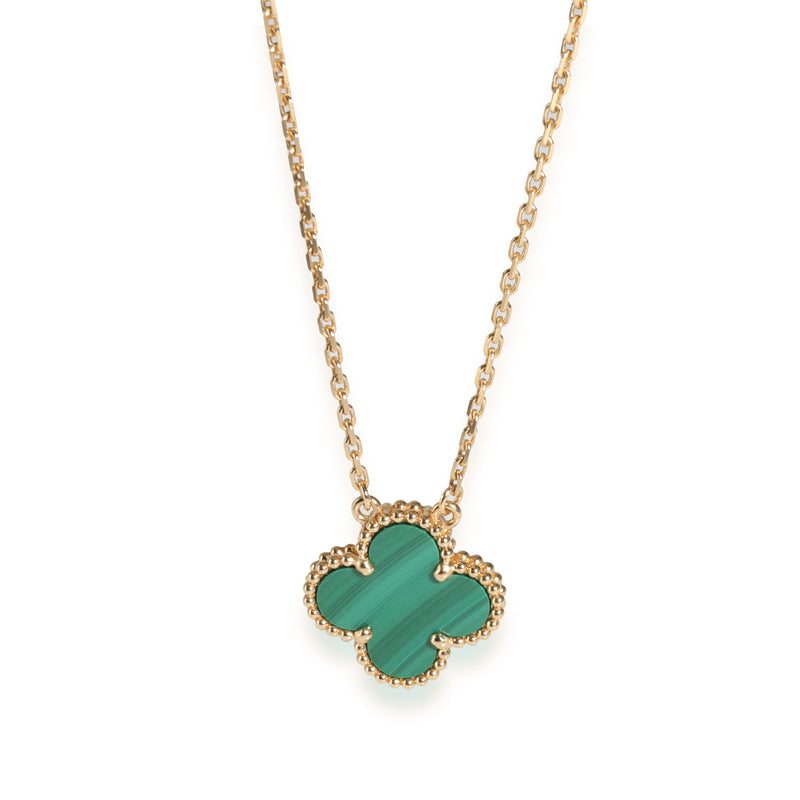 Vintage Alhambra Pendant With Malachite in 18K Yellow Gold