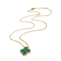 Vintage Alhambra Pendant With Malachite in 18K Yellow Gold