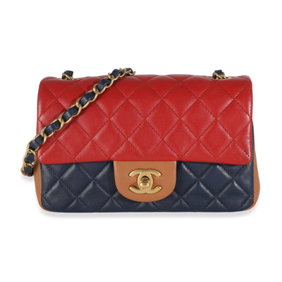 Tri-Colour Quilted Lambskin Mini Rectangular Flap Bag