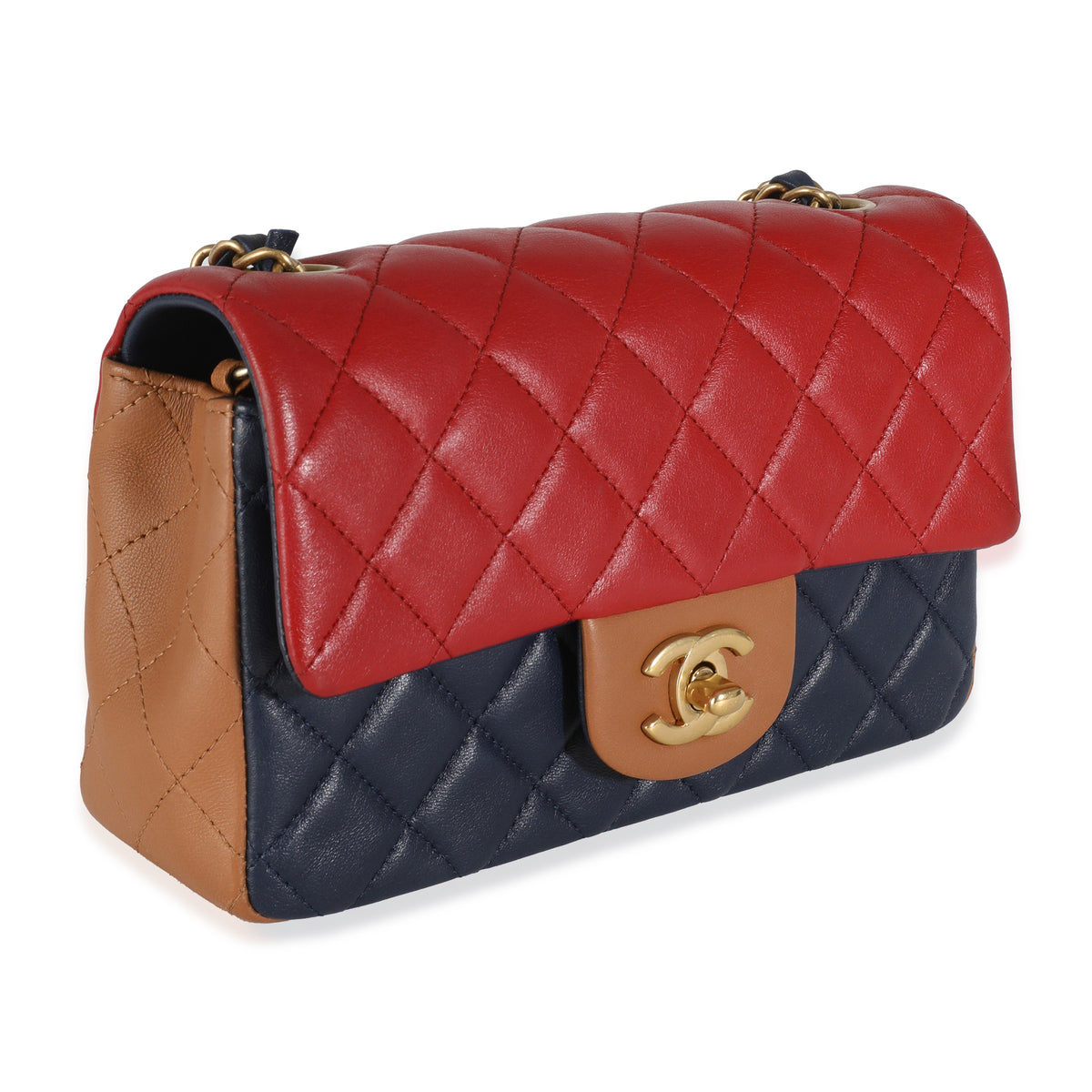 Tri-Colour Quilted Lambskin Mini Rectangular Flap Bag