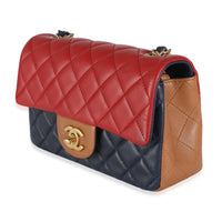 Tri-Colour Quilted Lambskin Mini Rectangular Flap Bag