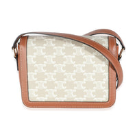 White Calfskin Triomphe Canvas Teen Triomphe Bag