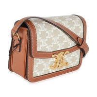 White Calfskin Triomphe Canvas Teen Triomphe Bag