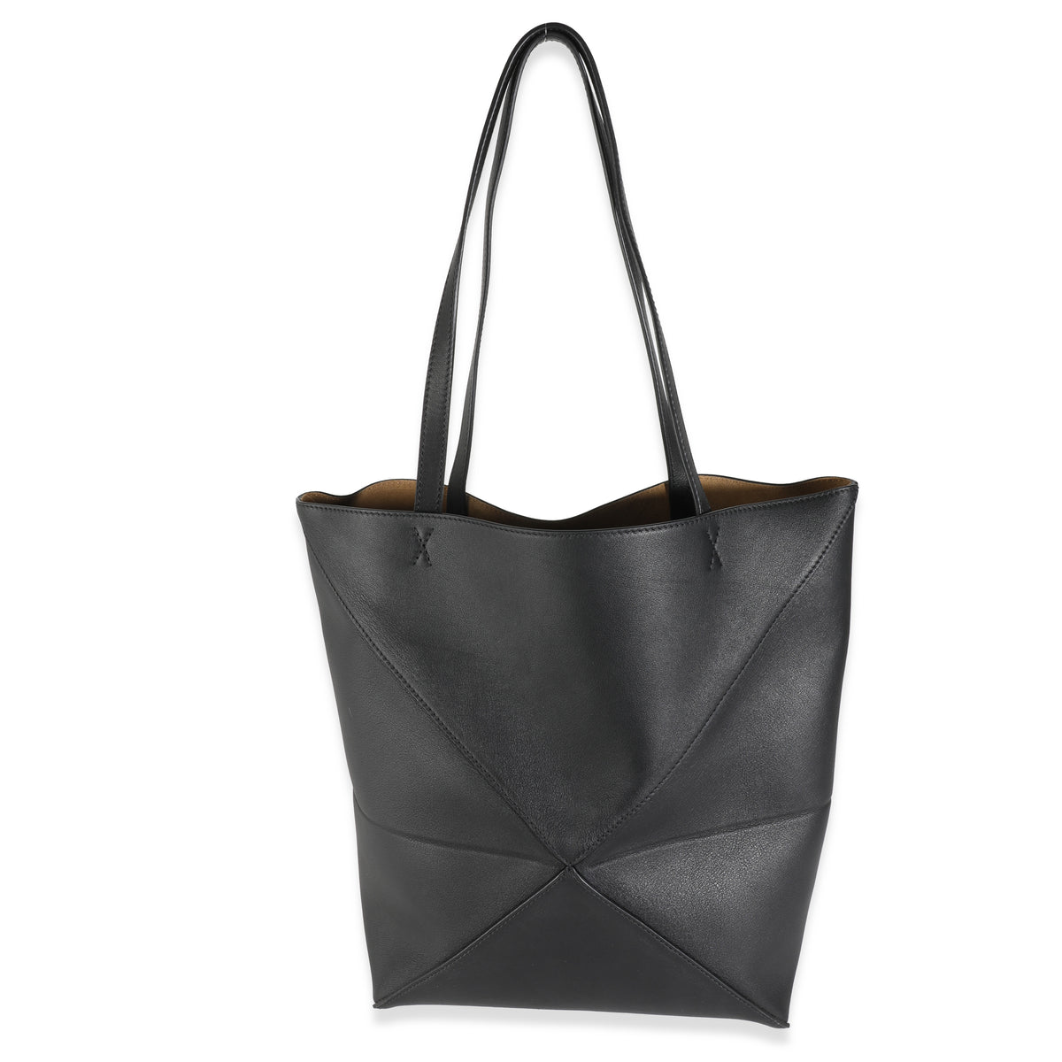 Black Shiny Calfskin Medium Puzzle Tote