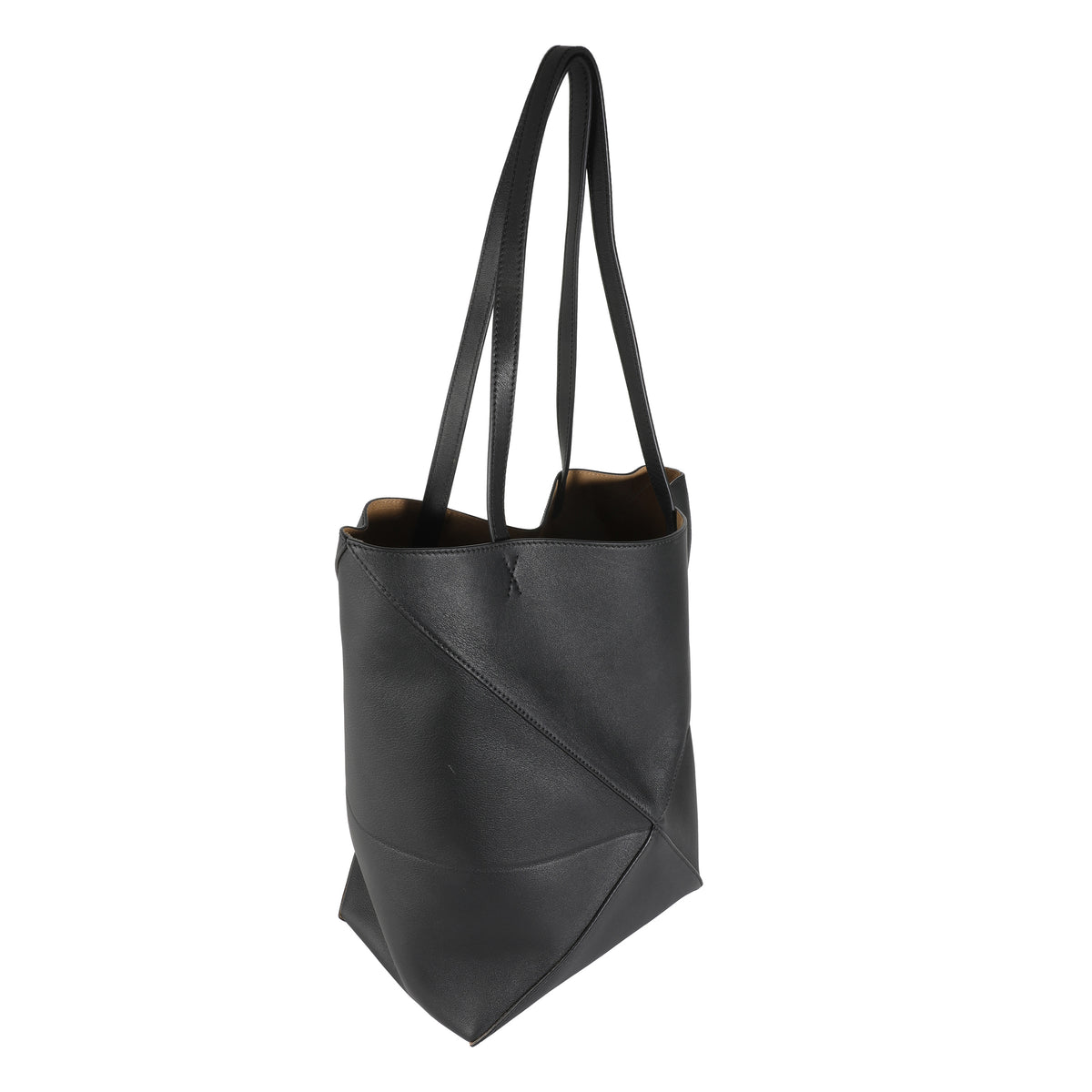 Black Shiny Calfskin Medium Puzzle Tote