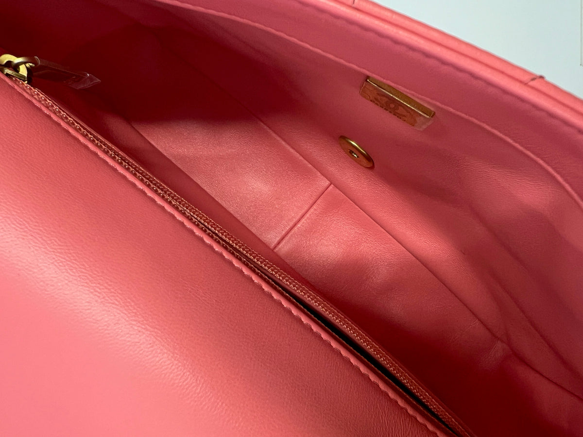 Pink Quilted Lambskin Pending CC Small Square Flap