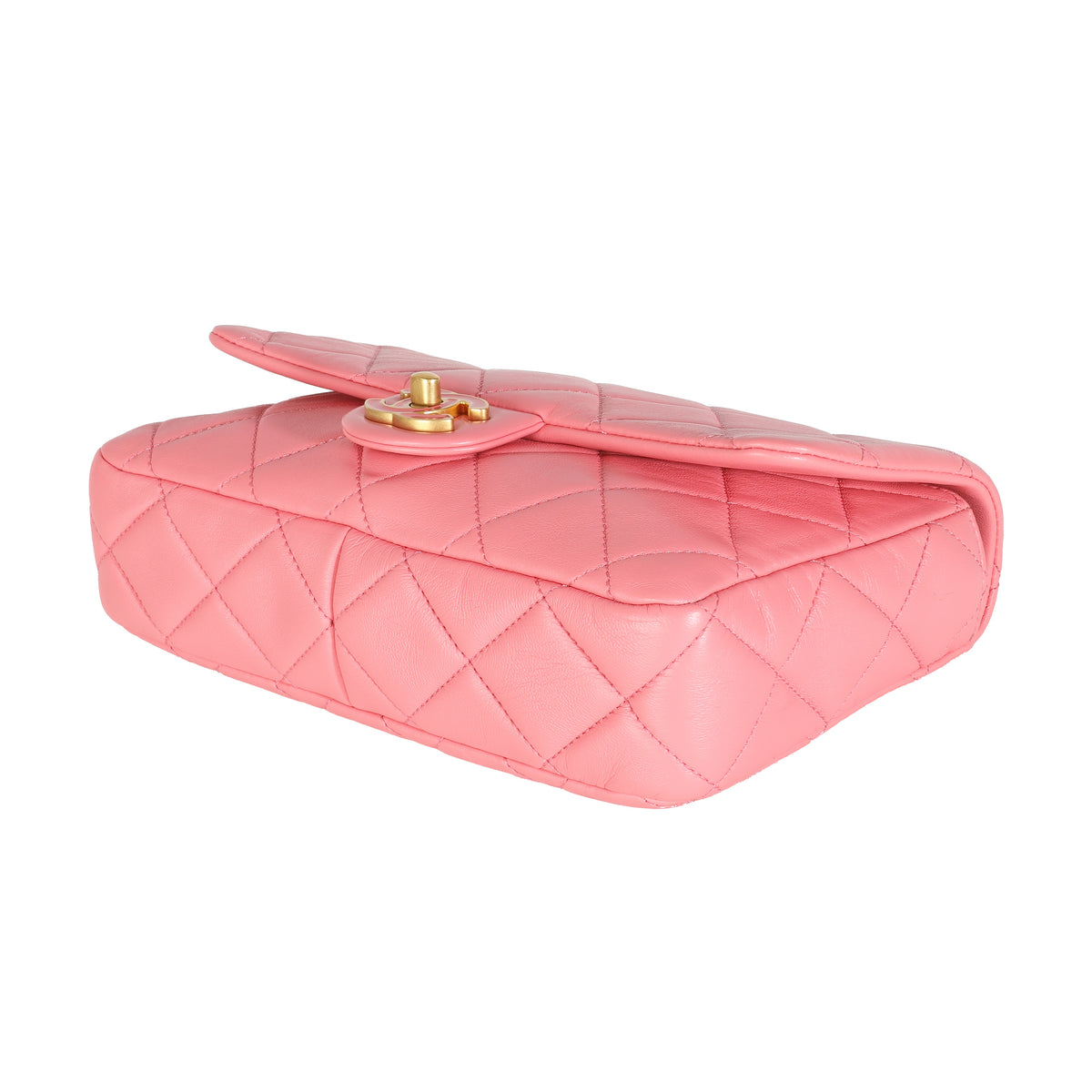 Pink Quilted Lambskin Pending CC Small Square Flap